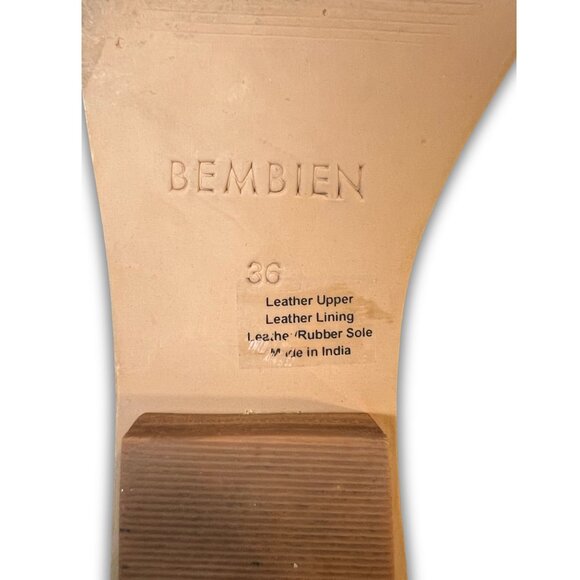 Bembien Milana Woven Leather Slides Size 6 Brown Square Toe Sandals Made In Indi - Picture 6 of 6